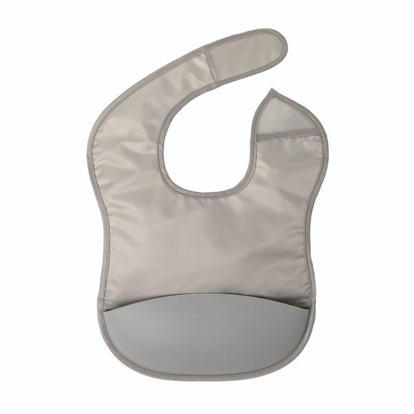 Tiny Twinkle - Mess-proof Silicone Pocket Bib - Grey-Panda Kids and Baby