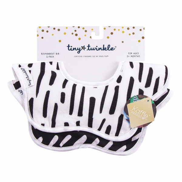 Tiny Twinkle - Roundabout Bib - Black & White Set of 2-Panda Kids and Baby
