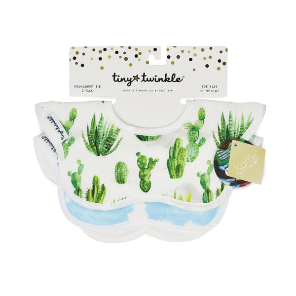 Tiny Twinkle - Roundabout Bib - Cacti Set of 2-Panda Kids and Baby