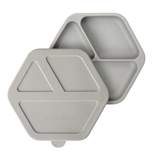 Tiny Twinkle - Silicone Plate and Lid Set - Grey-Panda Kids and Baby