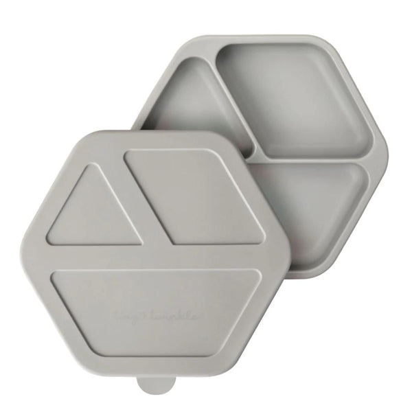 Tiny Twinkle - Silicone Plate and Lid Set - Grey-Panda Kids and Baby