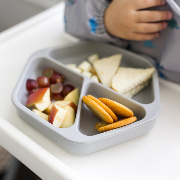 Tiny Twinkle - Silicone Plate and Lid Set - Grey-Panda Kids and Baby