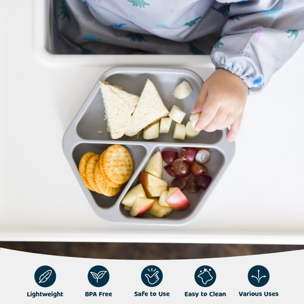 Tiny Twinkle - Silicone Plate and Lid Set - Grey-Panda Kids and Baby