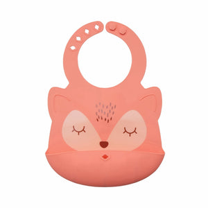 Tiny Twinkle - Silicone Roll-up Bib - Coral Fox-Panda Kids and Baby