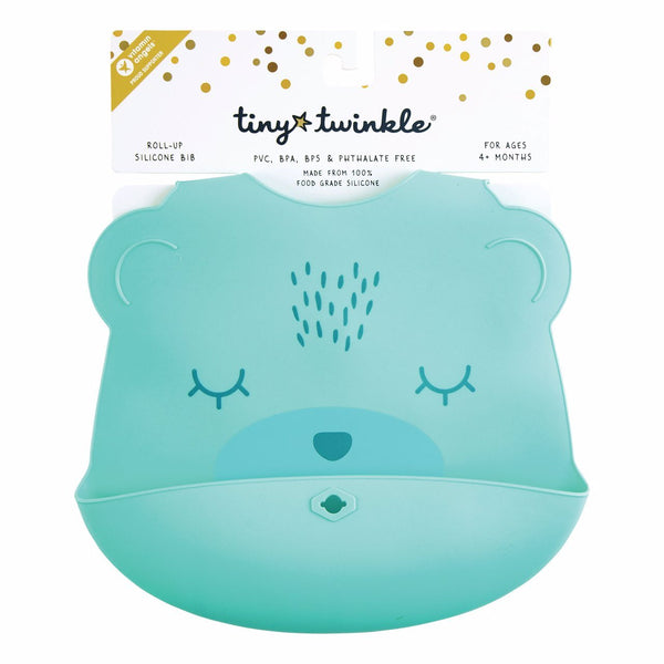 Tiny Twinkle - Silicone Roll-up Bib - Mint Bear-Panda Kids and Baby