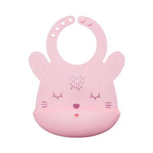 Tiny Twinkle - Silicone Roll-up Bib - Rose Bunny-Panda Kids and Baby