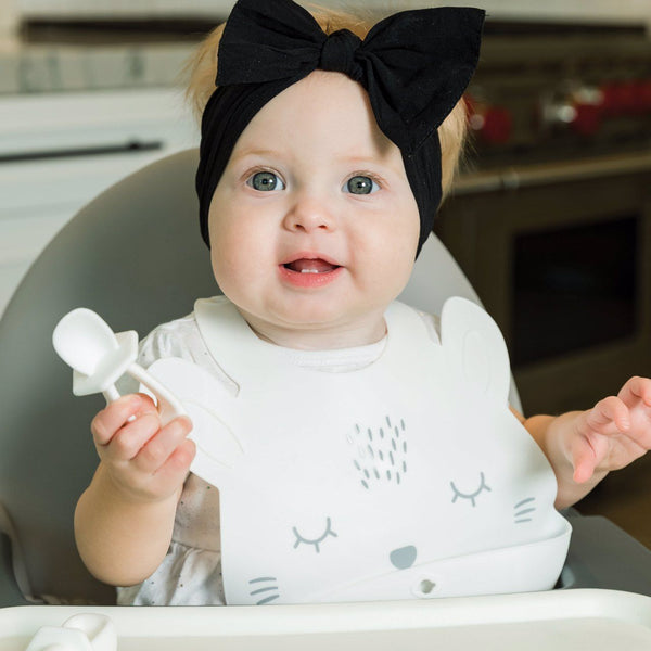 Tiny Twinkle - Silicone Roll-up Bib - White Bunny-Panda Kids and Baby