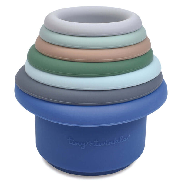 Tiny Twinkle - Silicone Stacking Toy - Indigo Set-Panda Kids and Baby