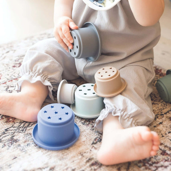 Tiny Twinkle - Silicone Stacking Toy - Indigo Set-Panda Kids and Baby