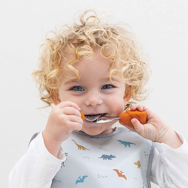 Tiny Twinkle - Silicone Stainless Training Utensils - Cinnamon Bear-Panda Kids and Baby