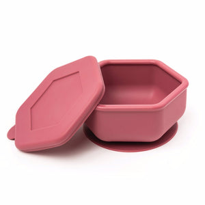 Tiny Twinkle - Silicone Suction Bowl and Lid Set - Burgundy-Panda Kids and Baby