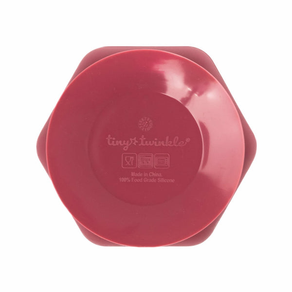 Tiny Twinkle - Silicone Suction Bowl and Lid Set - Burgundy-Panda Kids and Baby