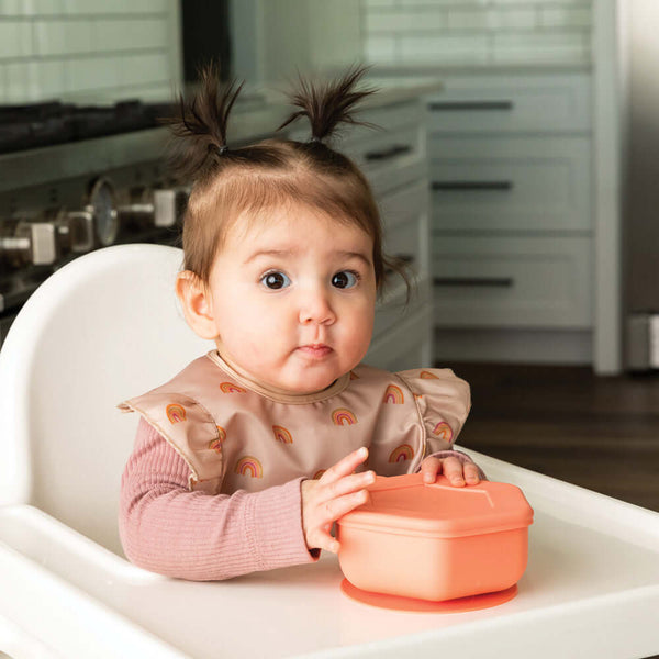 Tiny Twinkle - Silicone Suction Bowl and Lid Set - Coral-Panda Kids and Baby