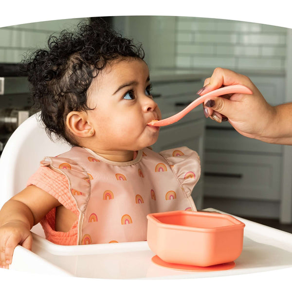 Tiny Twinkle - Silicone Suction Bowl and Lid Set - Coral-Panda Kids and Baby