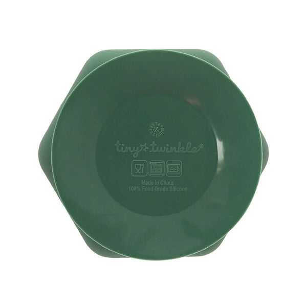 Tiny Twinkle - Silicone Suction Bowl and Lid Set - Olive Green-Panda Kids and Baby