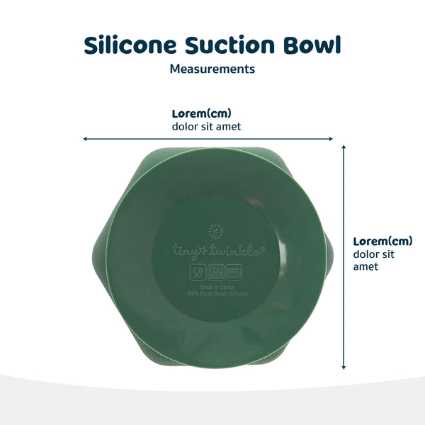 Tiny Twinkle - Silicone Suction Bowl and Lid Set - Olive Green-Panda Kids and Baby