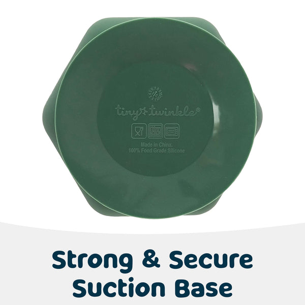 Tiny Twinkle - Silicone Suction Bowl and Lid Set - Olive Green-Panda Kids and Baby