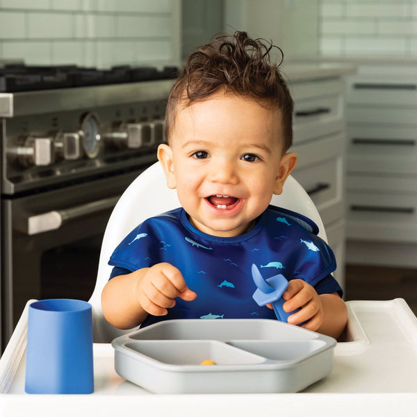 Tiny Twinkle - Silicone Suction Plate - Grey-Panda Kids and Baby