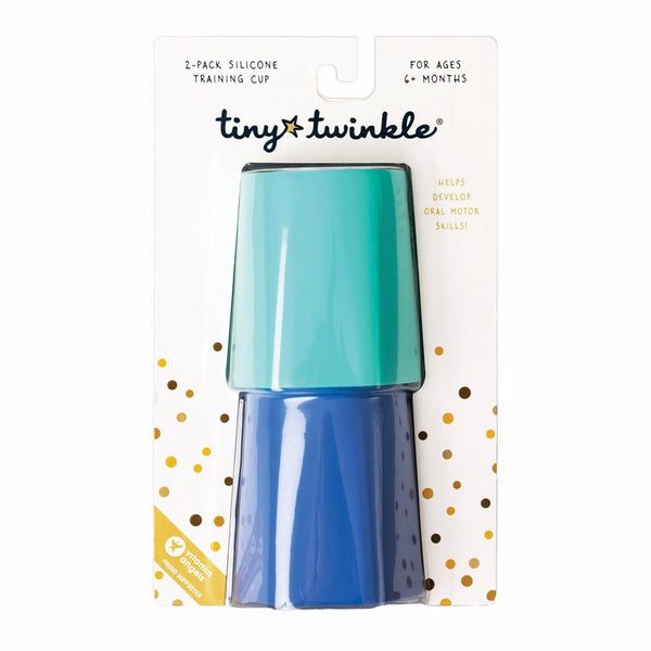 Tiny Twinkle - Silicone Training Cup Set of 2 - Mint, Indigo-Panda Kids and Baby