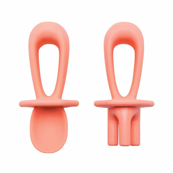 Tiny Twinkle - Silicone Training Utensils - Coral-Panda Kids and Baby
