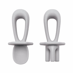 Tiny Twinkle - Silicone Training Utensils - Grey-Panda Kids and Baby