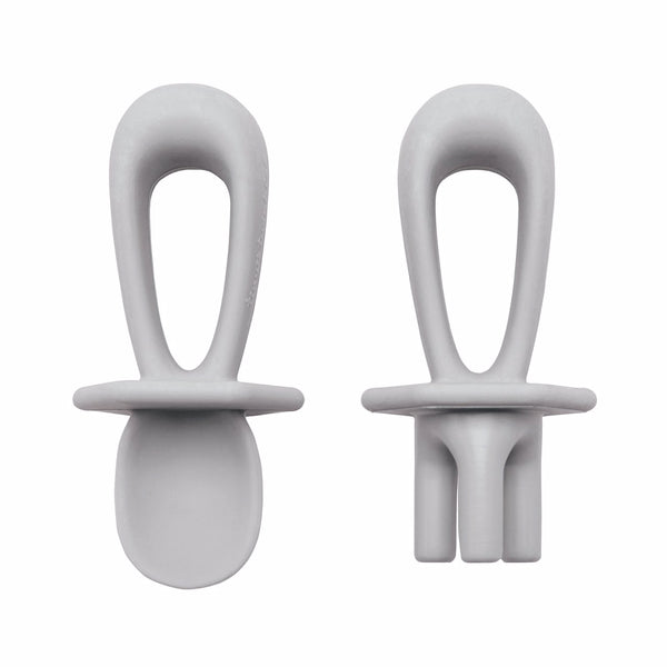 Tiny Twinkle - Silicone Training Utensils - Grey-Panda Kids and Baby