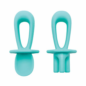 Tiny Twinkle - Silicone Training Utensils - Mint-Panda Kids and Baby