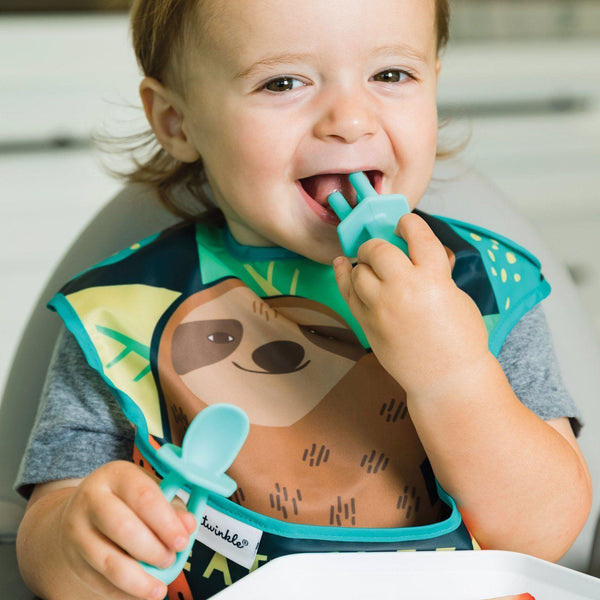 Tiny Twinkle - Silicone Training Utensils - Mint-Panda Kids and Baby