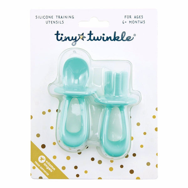 Tiny Twinkle - Silicone Training Utensils - Mint-Panda Kids and Baby