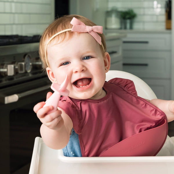 Tiny Twinkle - Silicone Training Utensils - Rose-Panda Kids and Baby