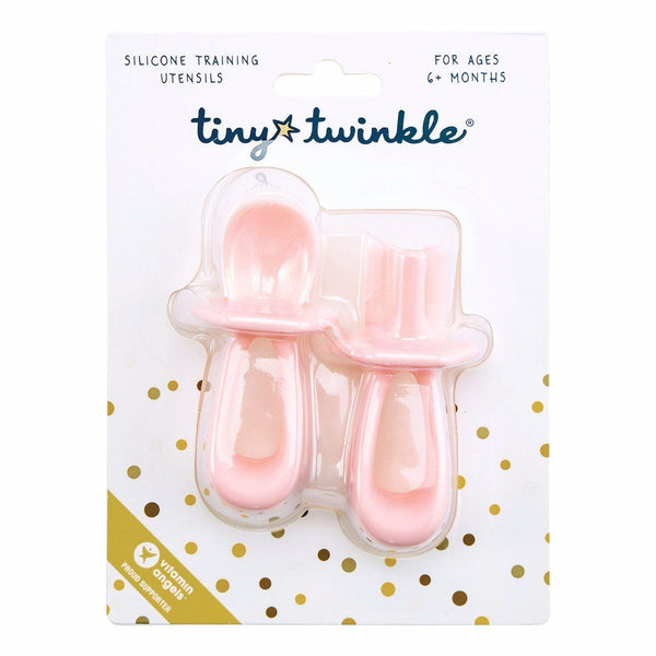 Tiny Twinkle - Silicone Training Utensils - Rose-Panda Kids and Baby