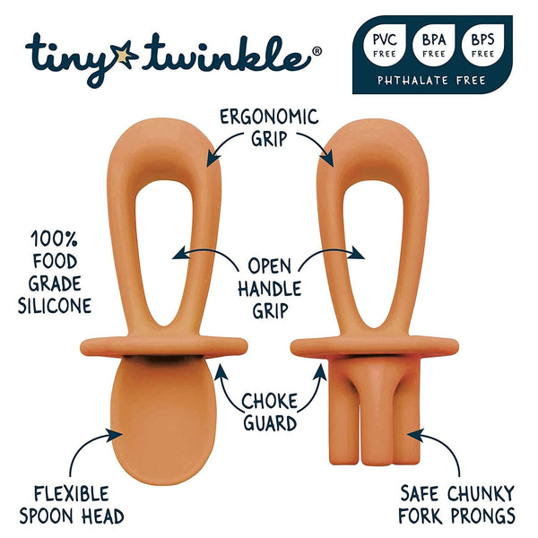 Tiny Twinkle - Silicone Training Utensils - Sand-Panda Kids and Baby