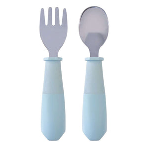 Tiny Twinkle - Stainless Steel Fork and Spoon Set - Ice Blue-Panda Kids and Baby