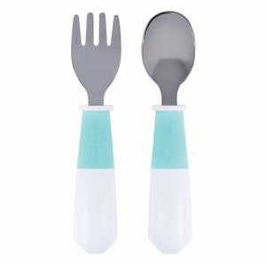 Tiny Twinkle - Stainless Steel Fork and Spoon Set - Mint-Panda Kids and Baby