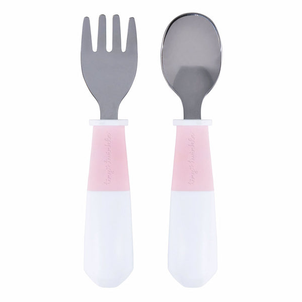 Tiny Twinkle - Stainless Steel Fork and Spoon Set - Rose-Panda Kids and Baby