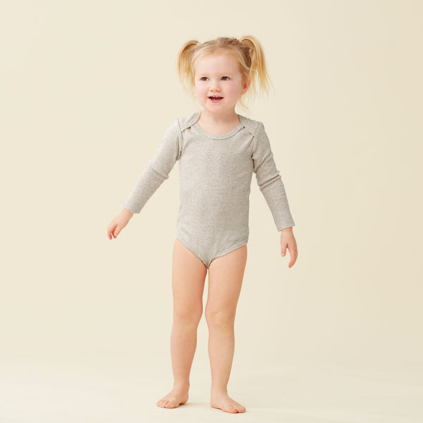 ergoPouch Bodywear - Long Sleeve Bodysuit Grey Marle-Panda Kids and Baby