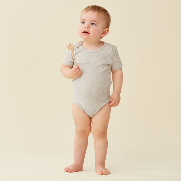 ergoPouch Bodywear -Short Sleeve Bodysuit Grey Marle-Panda Kids and Baby