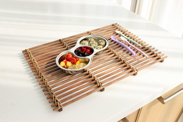 Grosmimi - Stainless Steel SUS304 Baby Food Tray with Lid-Panda Kids and Baby